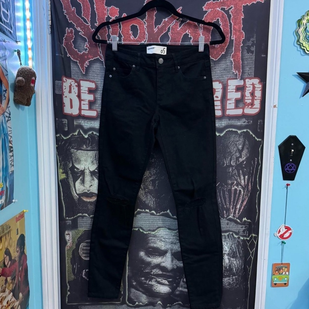 Garage Clothing Black High Waisted Ripped Skinny Jeans